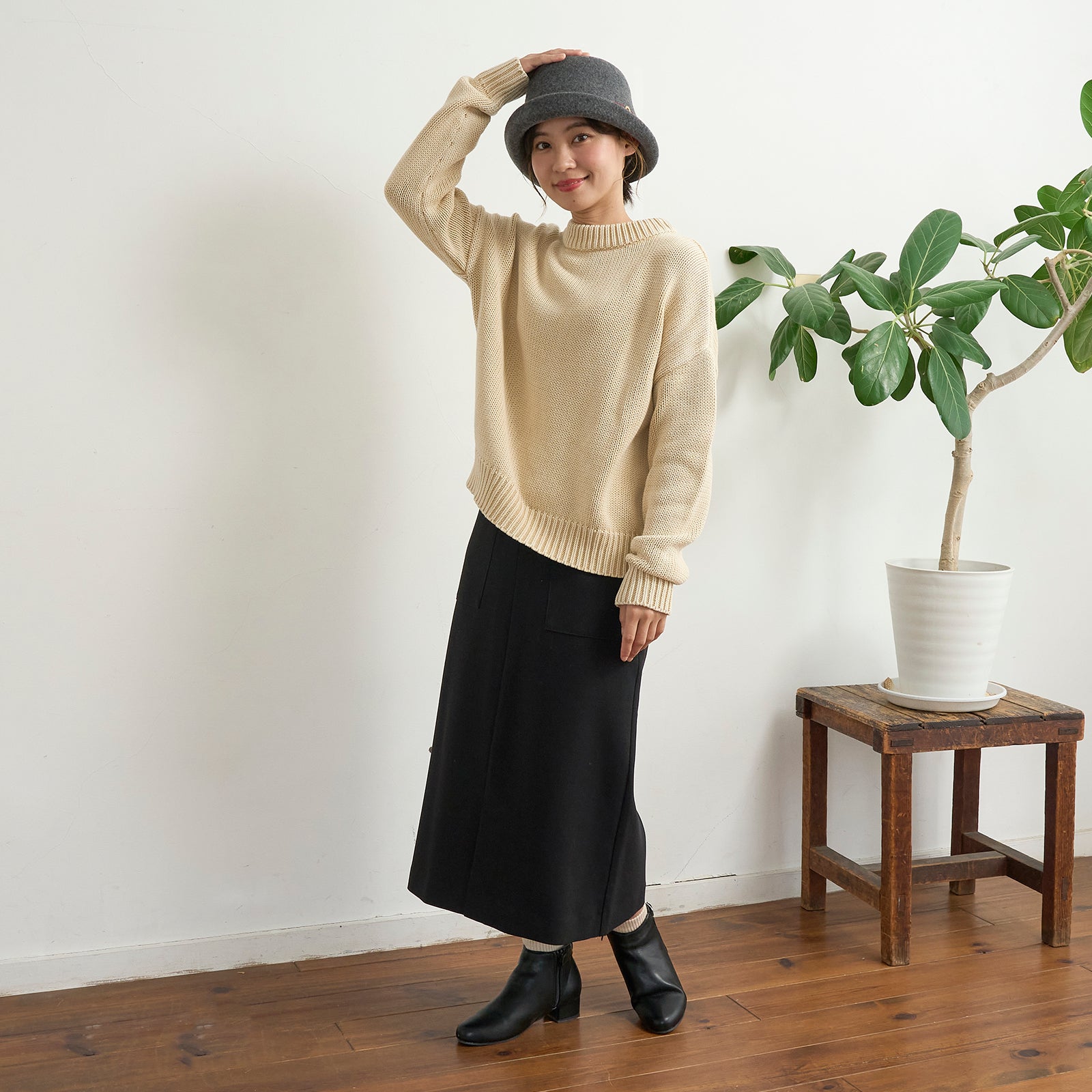 ウールブルトンハット (ニットリボン)